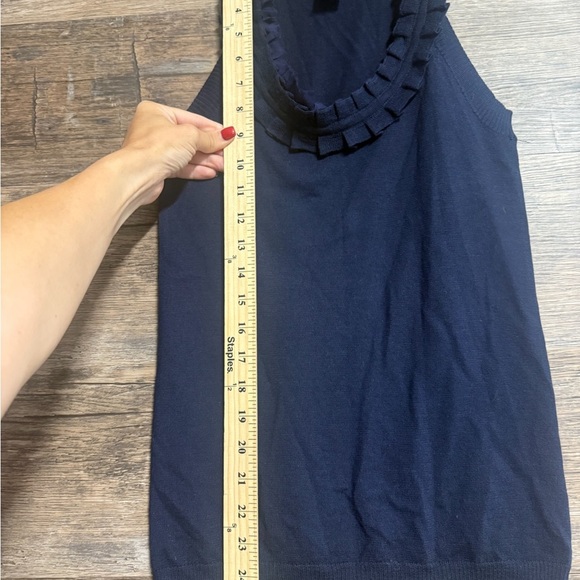 Banana Republic Navy Ruffle Merino Wool Tank Top - Picture 3 of 6